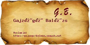 Gajzágó Balázs névjegykártya